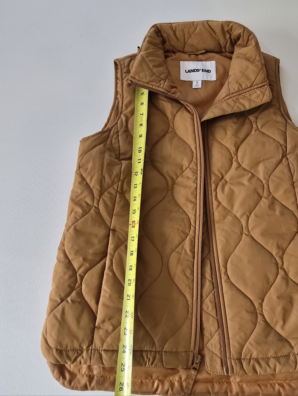Lands' End Quilted Camel Brown Vest - Picture 5 of 6